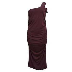 Isabella Oliver Brunswick One Shoulder Maternity Midi Dress in Burgundy Red